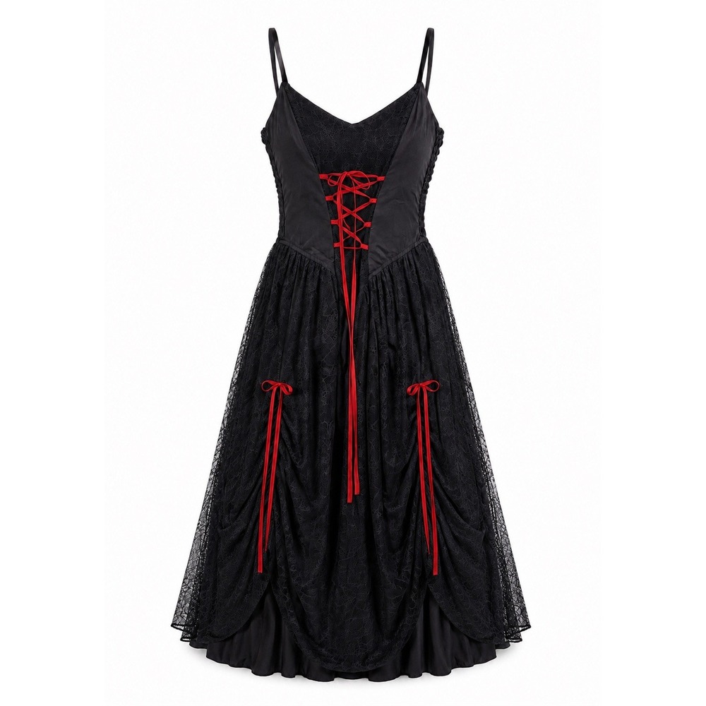 Vintage Y2K Hot Topic Subterranea Widow Dress L NWT Spiderweb Corset Goth